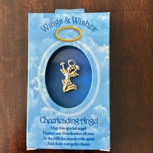 Wings & Wishes Cheerleading guardian angel pin. New in box
